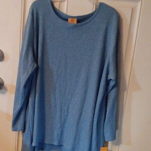 Ruby Rd. Shimmering Blue Knit Top